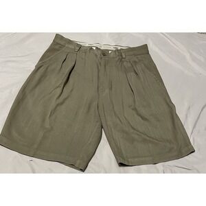 Tommy Bahama Shorts Mens 33 Tan 100% Silk Pleated‎ Relax Vacation Resort Cruise